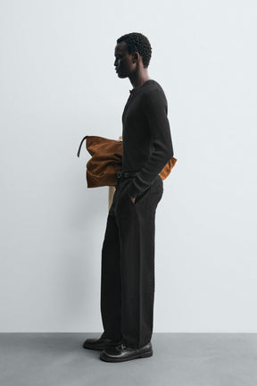TEXTURED STRAIGHT-LEG TROUSERS - Image 4