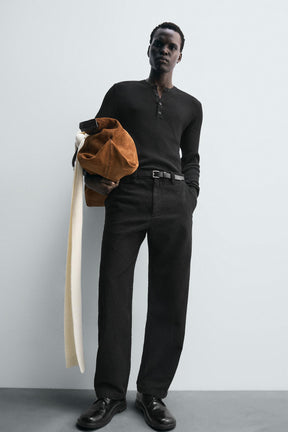 TEXTURED STRAIGHT-LEG TROUSERS - Image 5