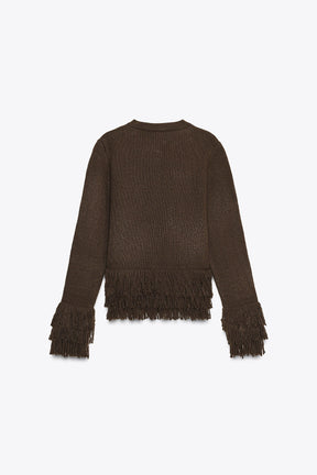 Fransenstrickjacke
