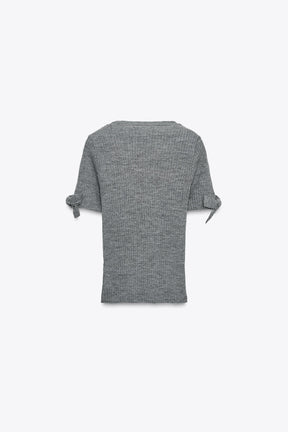 SHORT SLEEVE RIB KNIT JUMPER WITH BOWS - Image 6