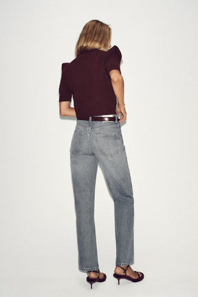 SHORT SLEEVE KNIT JUMPER WITH PADDED SHOULDERS - Image 3