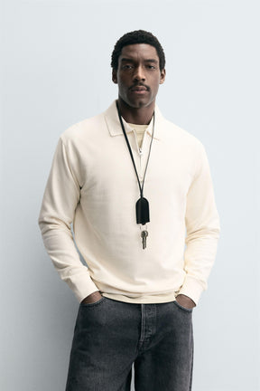 TEXTURED WEAVE POLO SHIRT WITH ZIP - Image 2