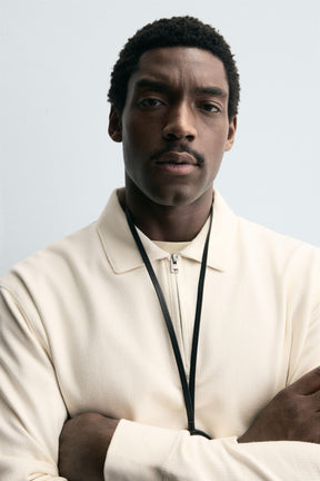 TEXTURED WEAVE POLO SHIRT WITH ZIP - Image 5