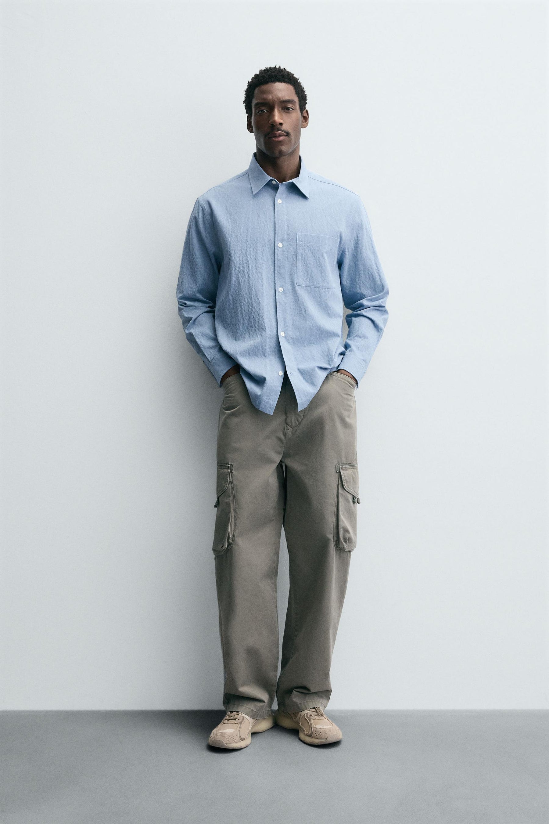 TEXTURED SHIRT WITH POCKET - Image 1