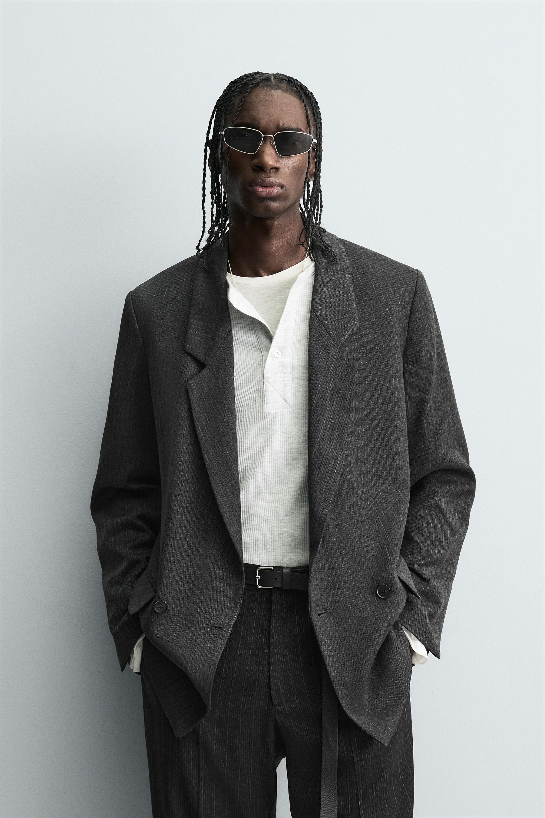 STRIPED DOUBLE-BREASTED BLAZER - Image 2