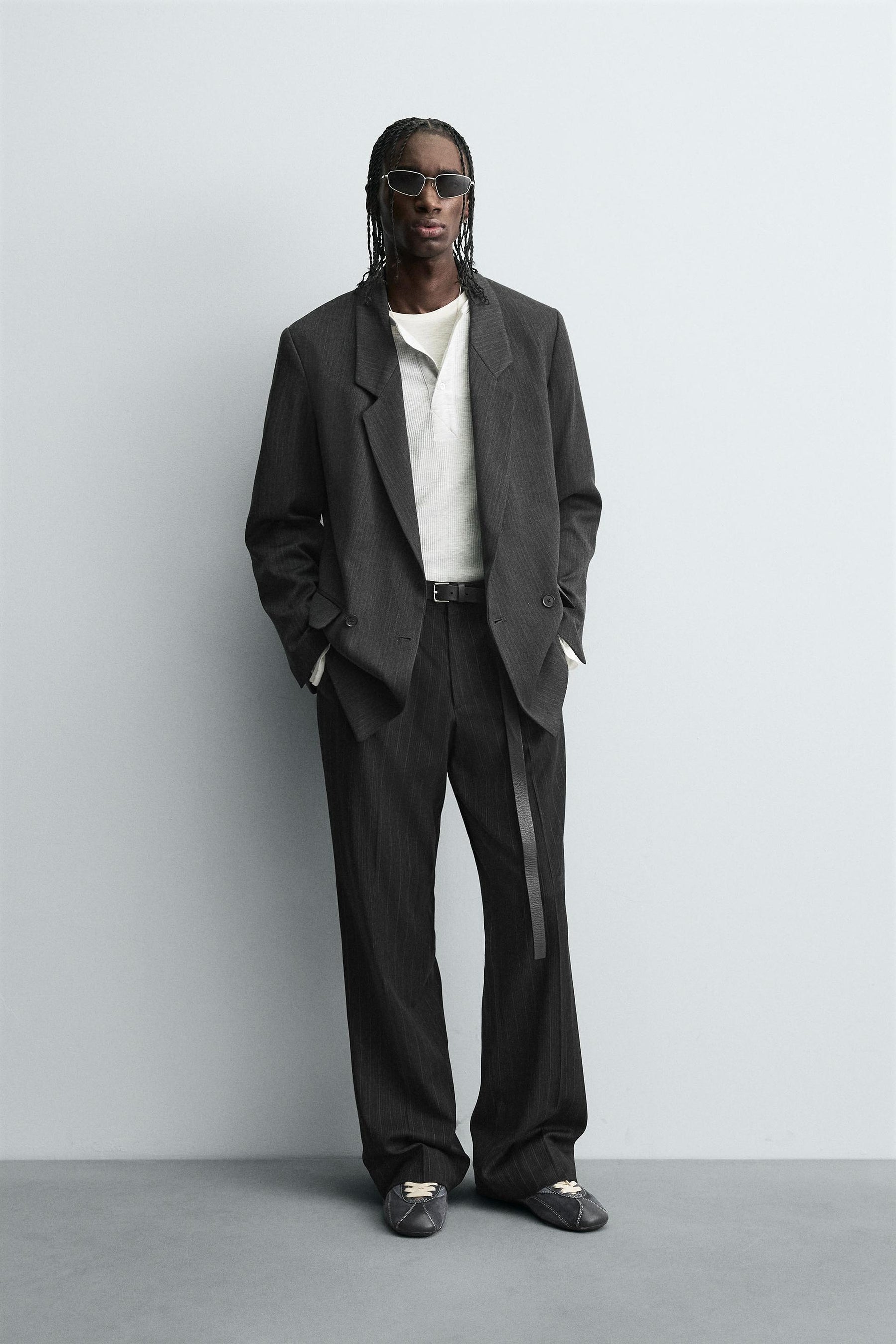 STRIPED DOUBLE-BREASTED BLAZER - Image 1