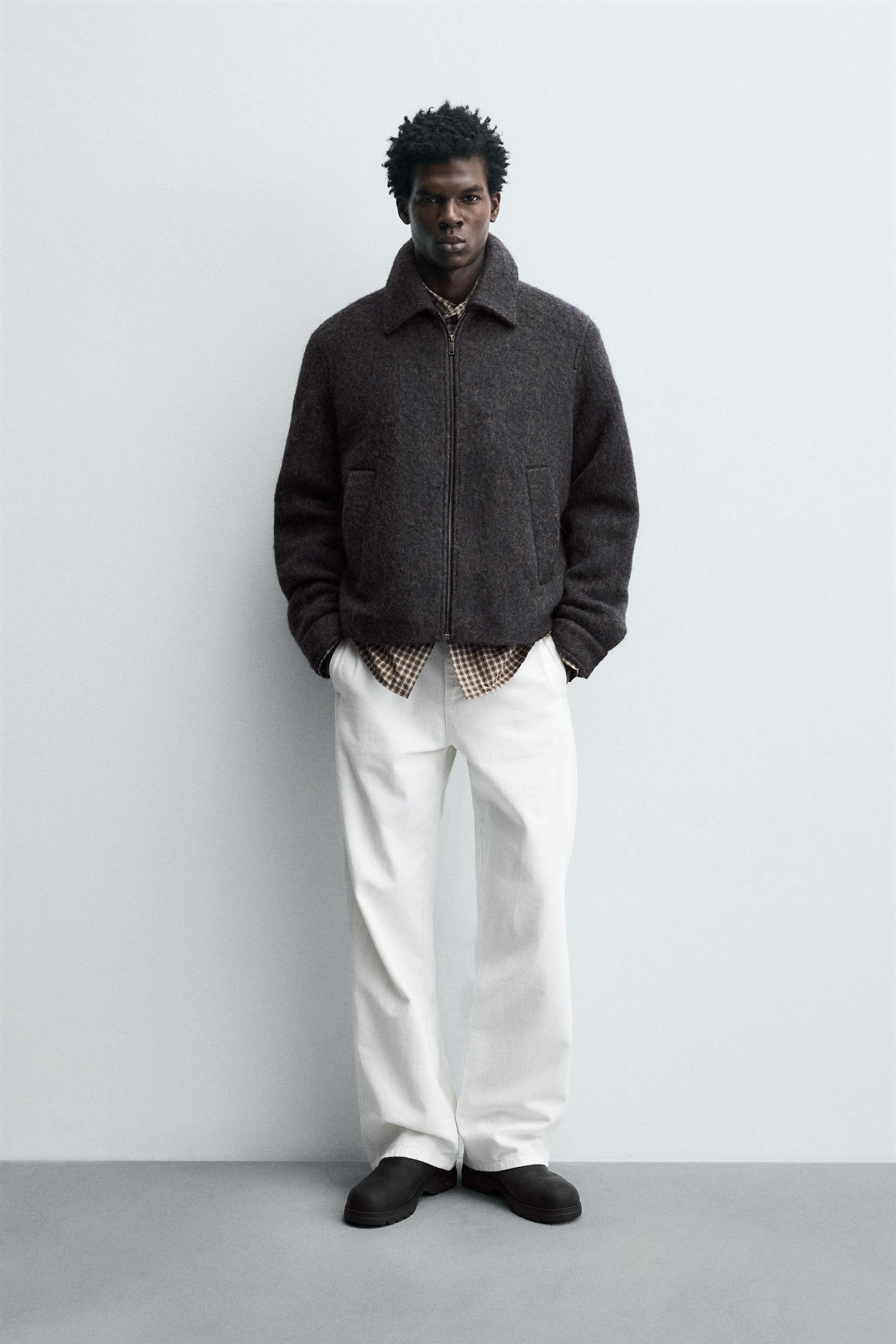 CROPPED TEXTURED OVERSHIRT - Image 1