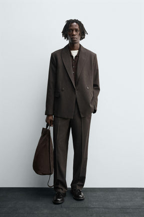 DOUBLE-BREASTED WOOL BLEND SUIT BLAZER - Image 1