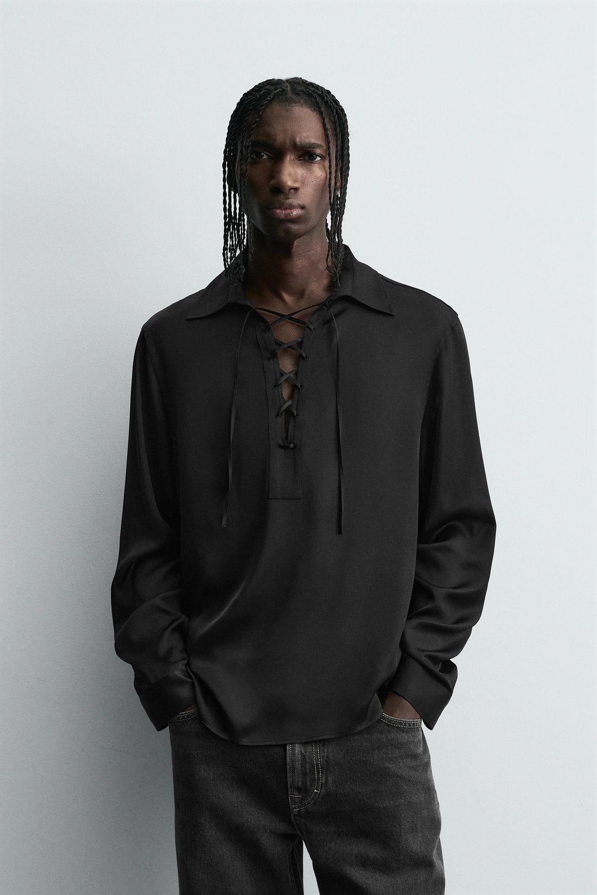 FLOWING POLO SHIRT WITH DRAWSTRING - Image 2