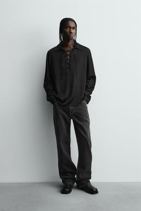 FLOWING POLO SHIRT WITH DRAWSTRING - Image 1