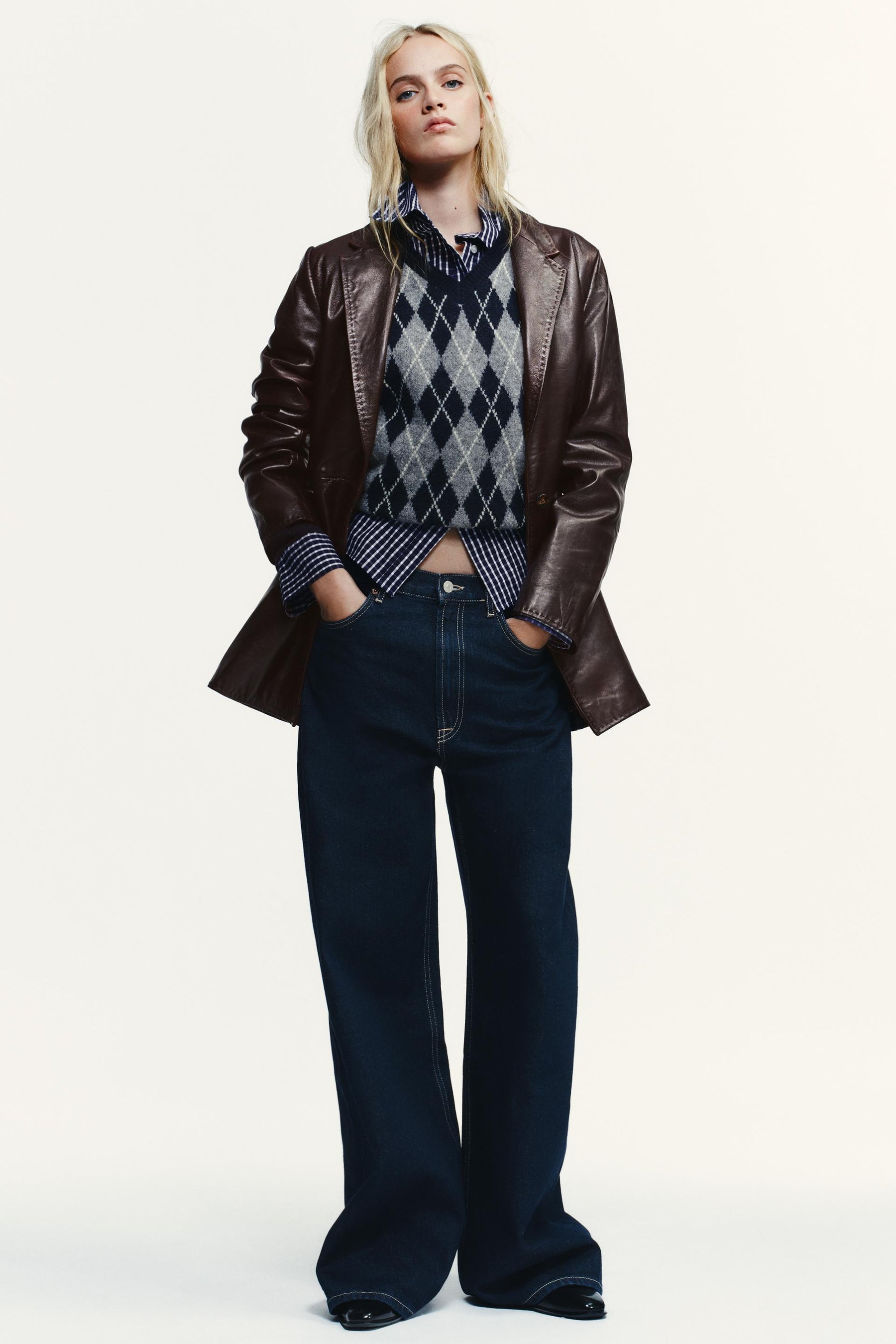 High-Waist-Jeans mit weitem Bein