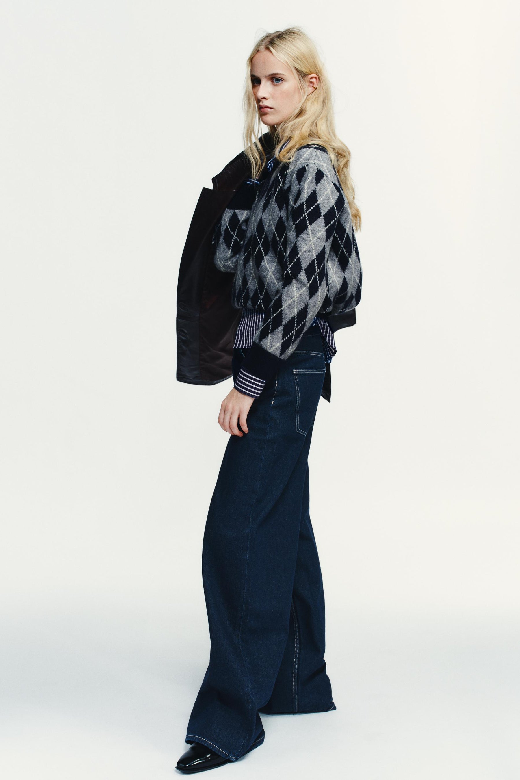 High-Waist-Jeans mit weitem Bein