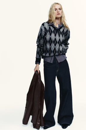 High-Waist-Jeans mit weitem Bein