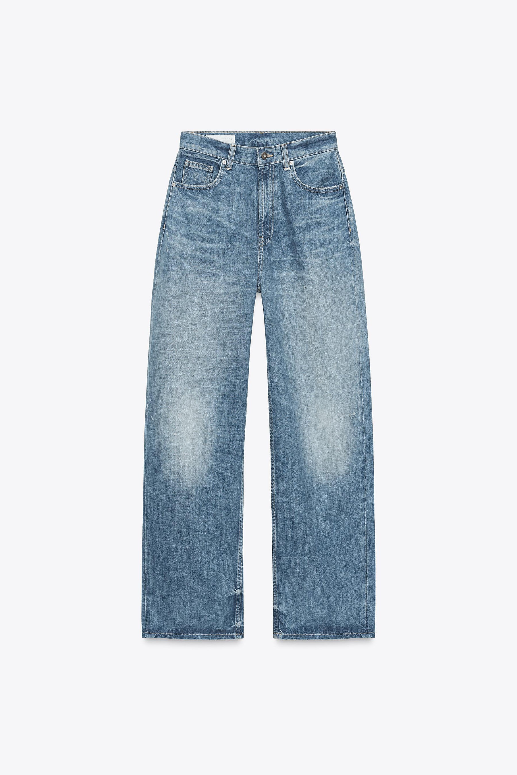 Gerade geschnittene, weite High-Waist-Jeans
