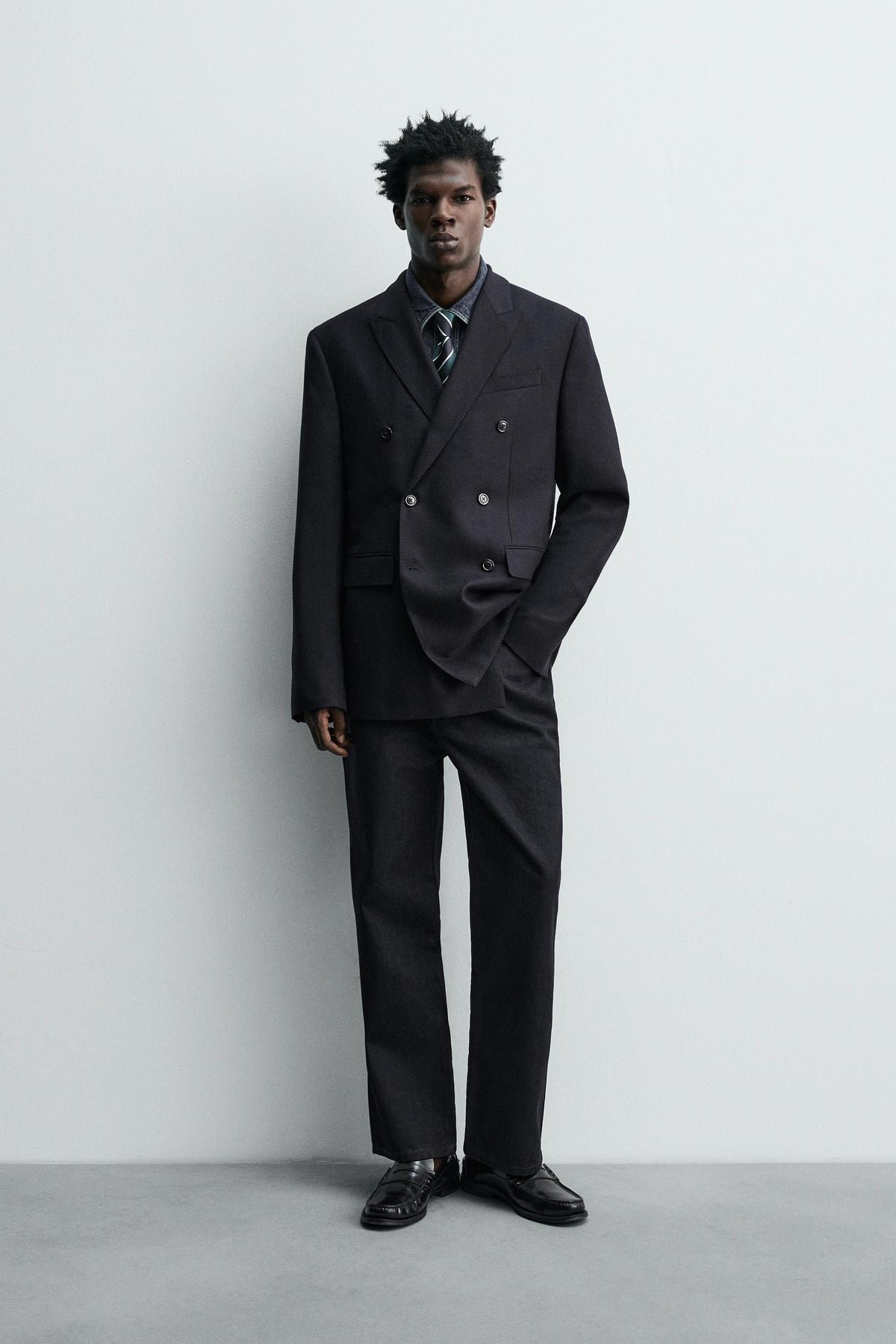 DOUBLE-BREASTED FLANNEL WOOL BLAZER - Image 1