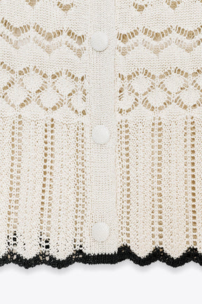 POINTELLE KNIT SHORT SLEEVE CARDIGAN - Image 5