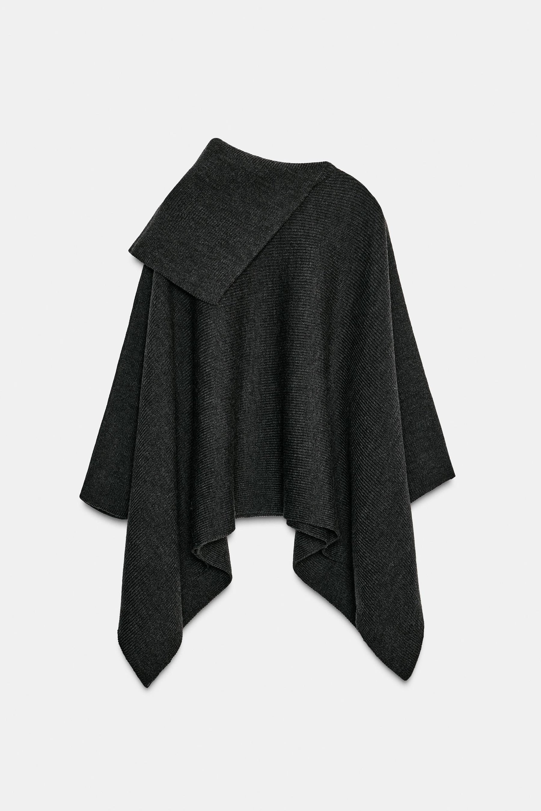 ASYMMETRIC NECK WOOL CAPE - Image 8