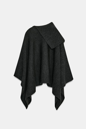 ASYMMETRIC NECK WOOL CAPE - Image 9