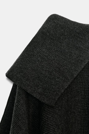 ASYMMETRIC NECK WOOL CAPE - Image 10