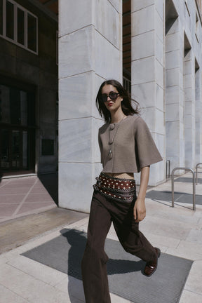 COVERED BUTTON KNIT CARDIGAN - Image 1