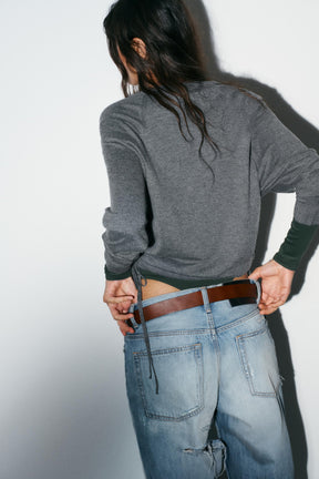 Strickpullover mit Kordelzügen