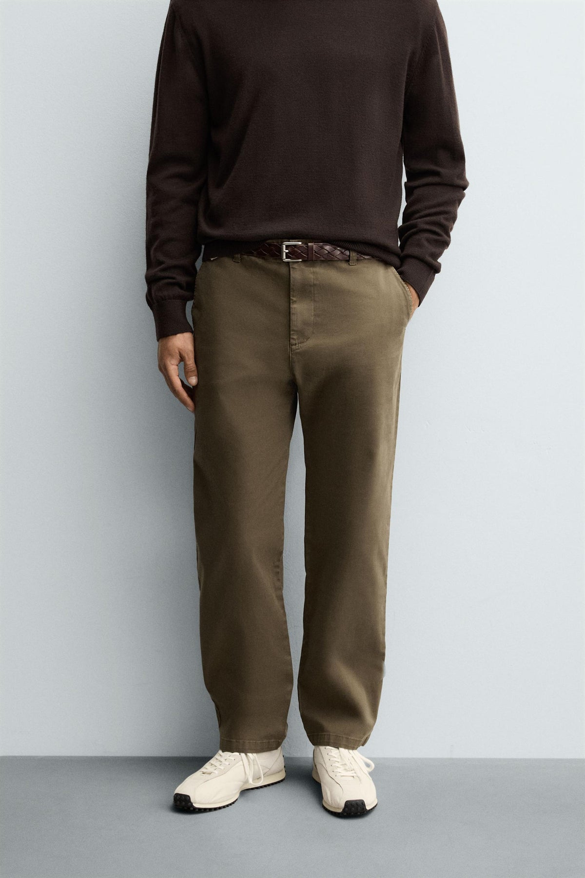 STRAIGHT-LEG TWILL TROUSERS - Image 2
