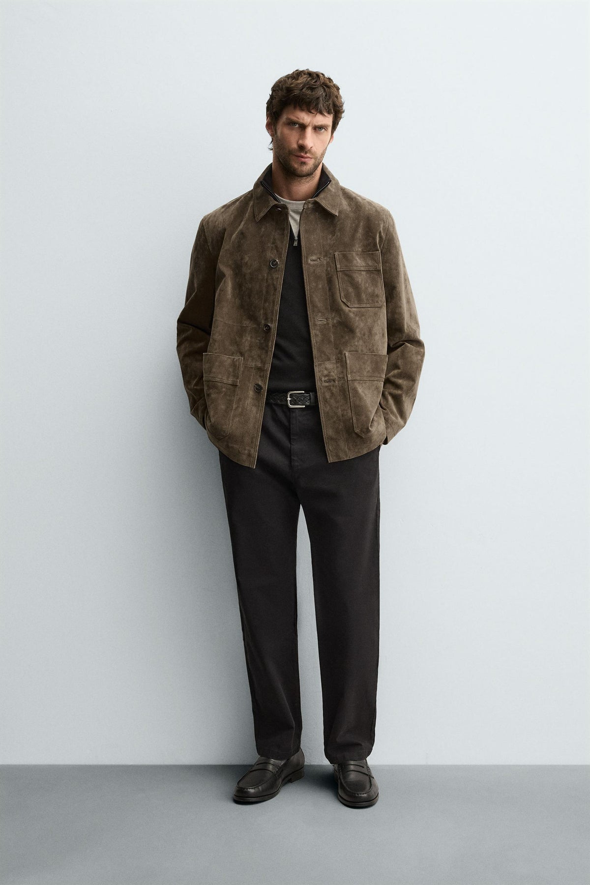 STRAIGHT-LEG TWILL TROUSERS - Image 1
