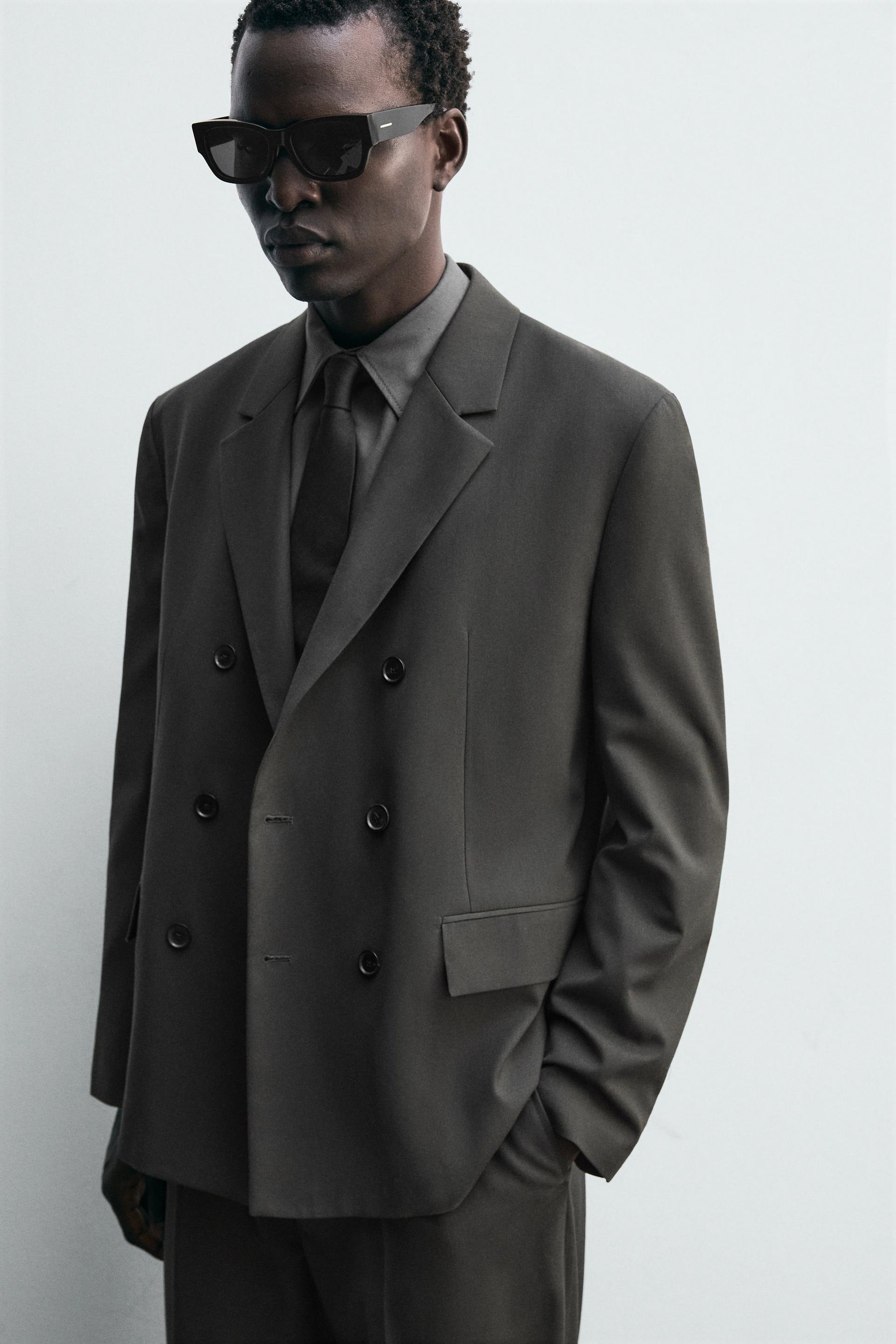 DOUBLE-BREASTED WOOL BLEND SUIT BLAZER - Image 5
