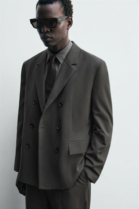 DOUBLE-BREASTED WOOL BLEND SUIT BLAZER - Image 5