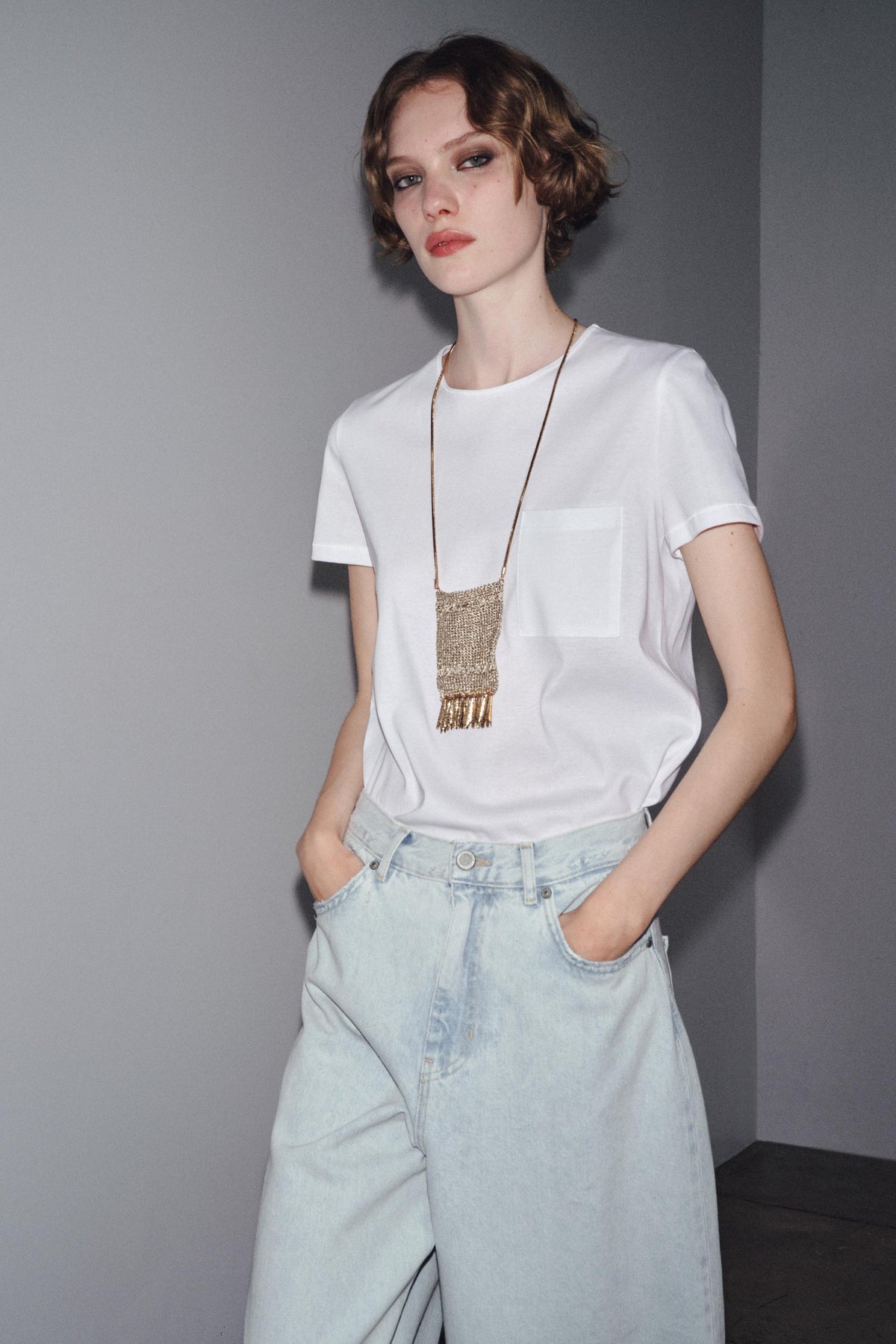 Palazzo-Jeans mit hohem Bund