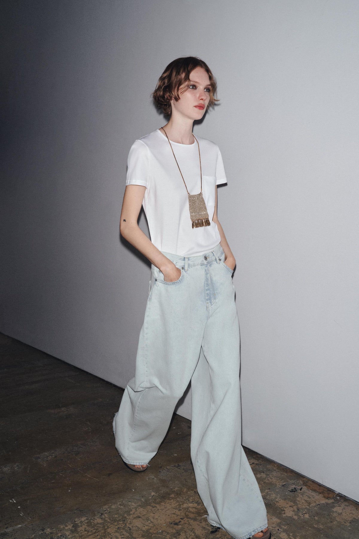 Palazzo-Jeans mit hohem Bund