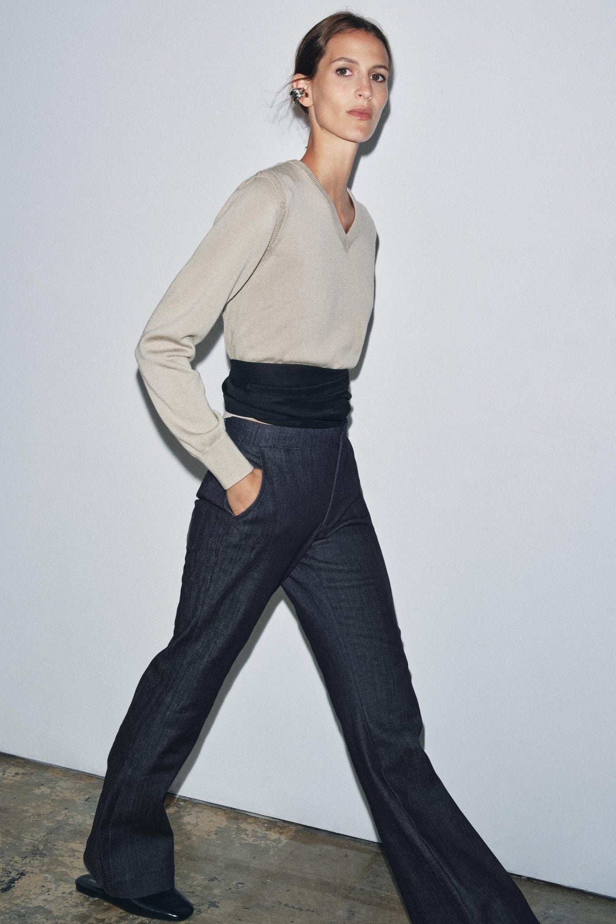 Schlagjeans mit mittelhohem Bund