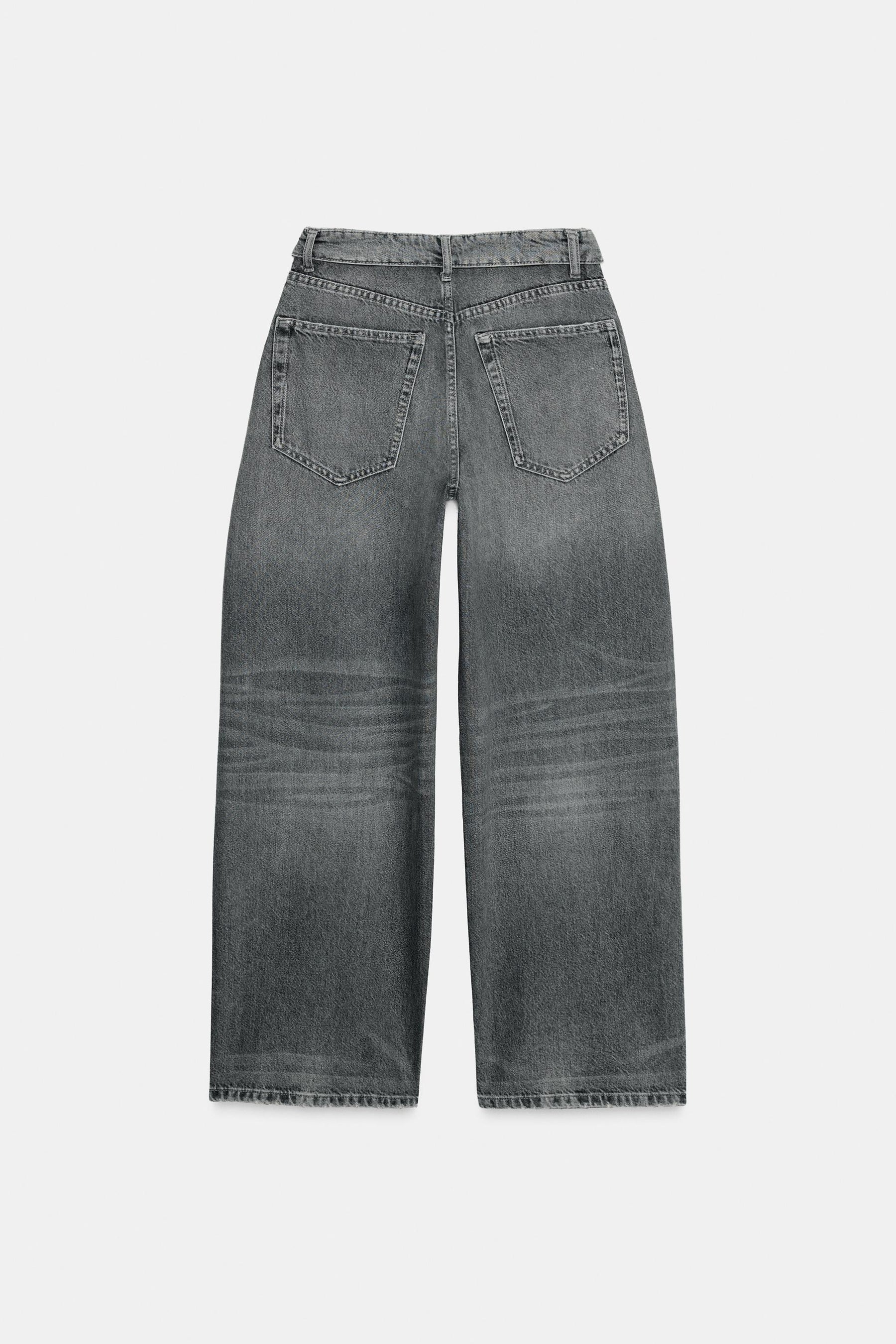 Jeans mit umgeschlagenem Bund und mittelhohem Bund