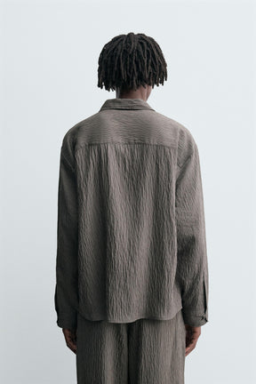 STRIPED FLOWING CREASED-EFFECT SHIRT - Image 3