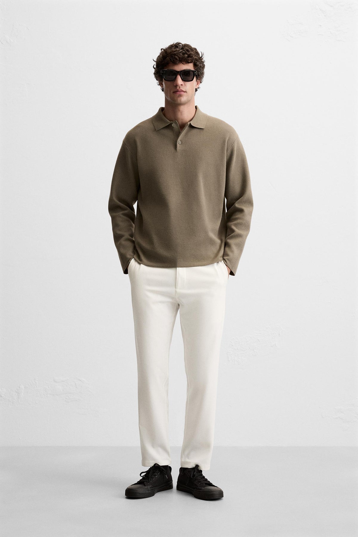 COMFORT TEXTURED CHINO TROUSERS - Image 1