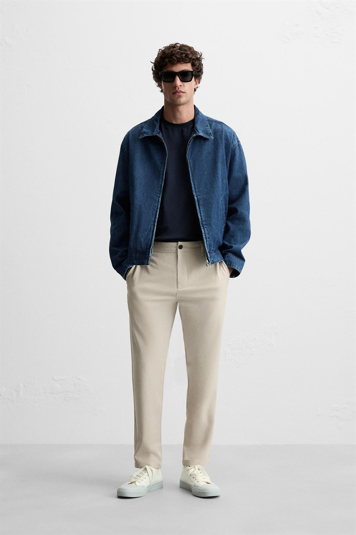 COMFORT TEXTURED CHINO TROUSERS - Image 1