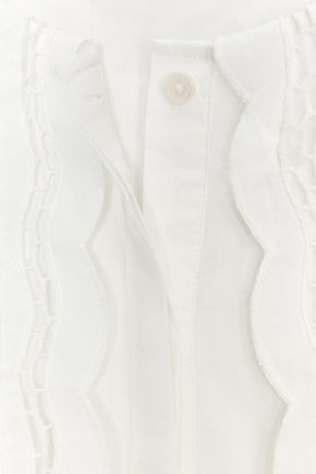 Popelinehemd mit besticktem Kragen