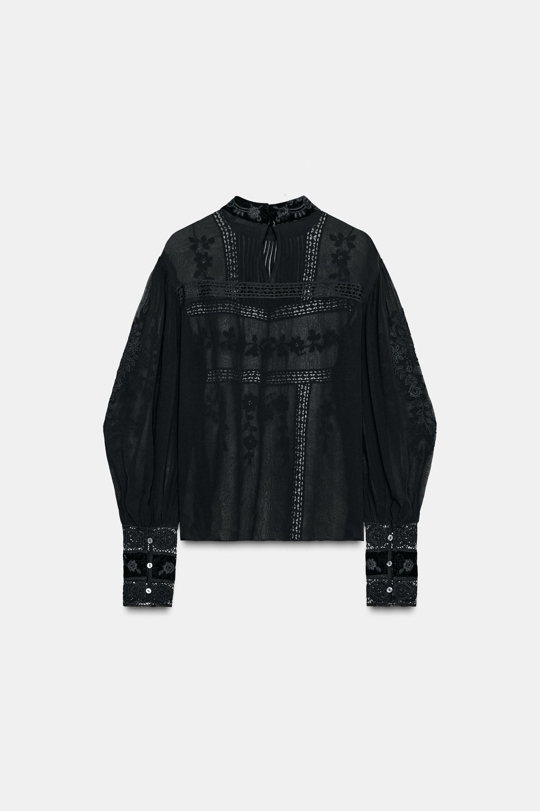 Bluse aus Samtspitze
