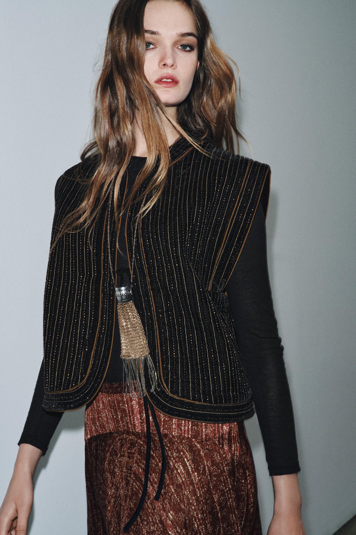 Velvet Quilted Waistcoat - Image 1