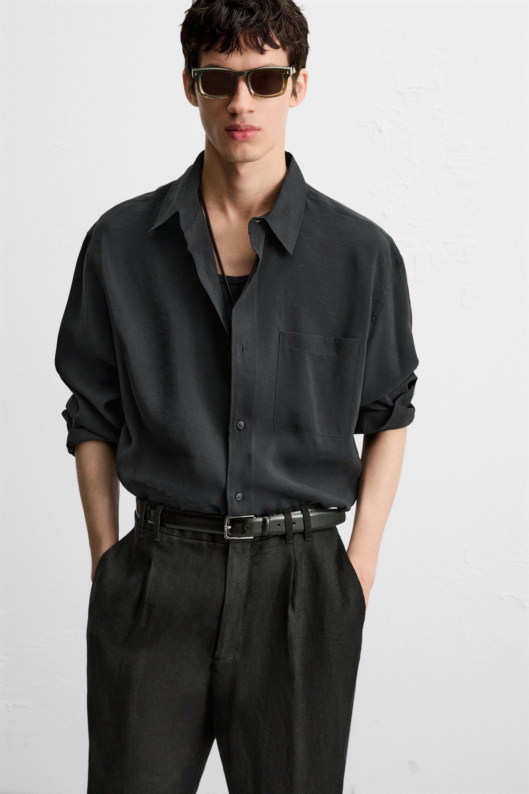 TOPSTITCHED LEATHER BELT - Image 2