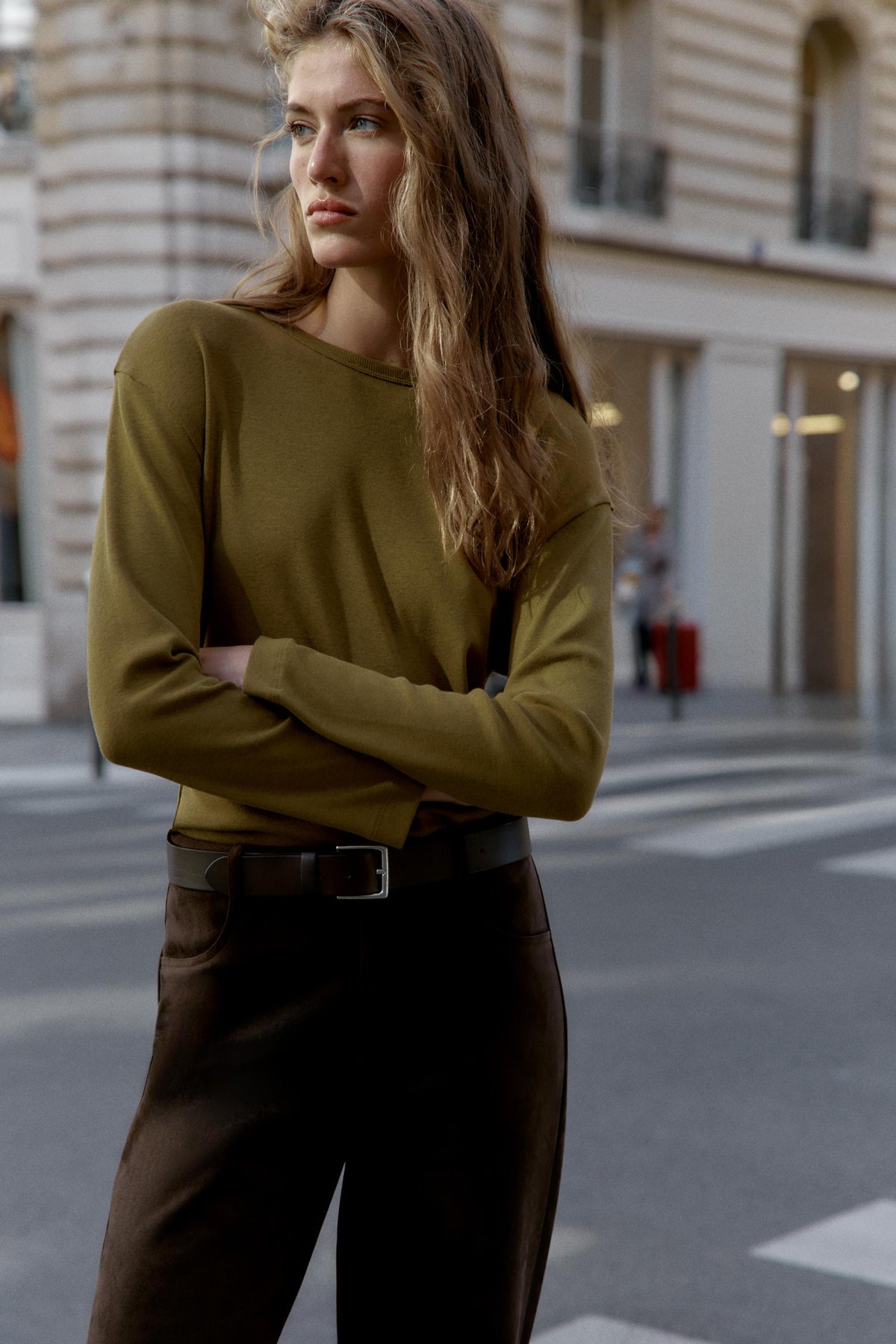 Geripptes Langarmhemd