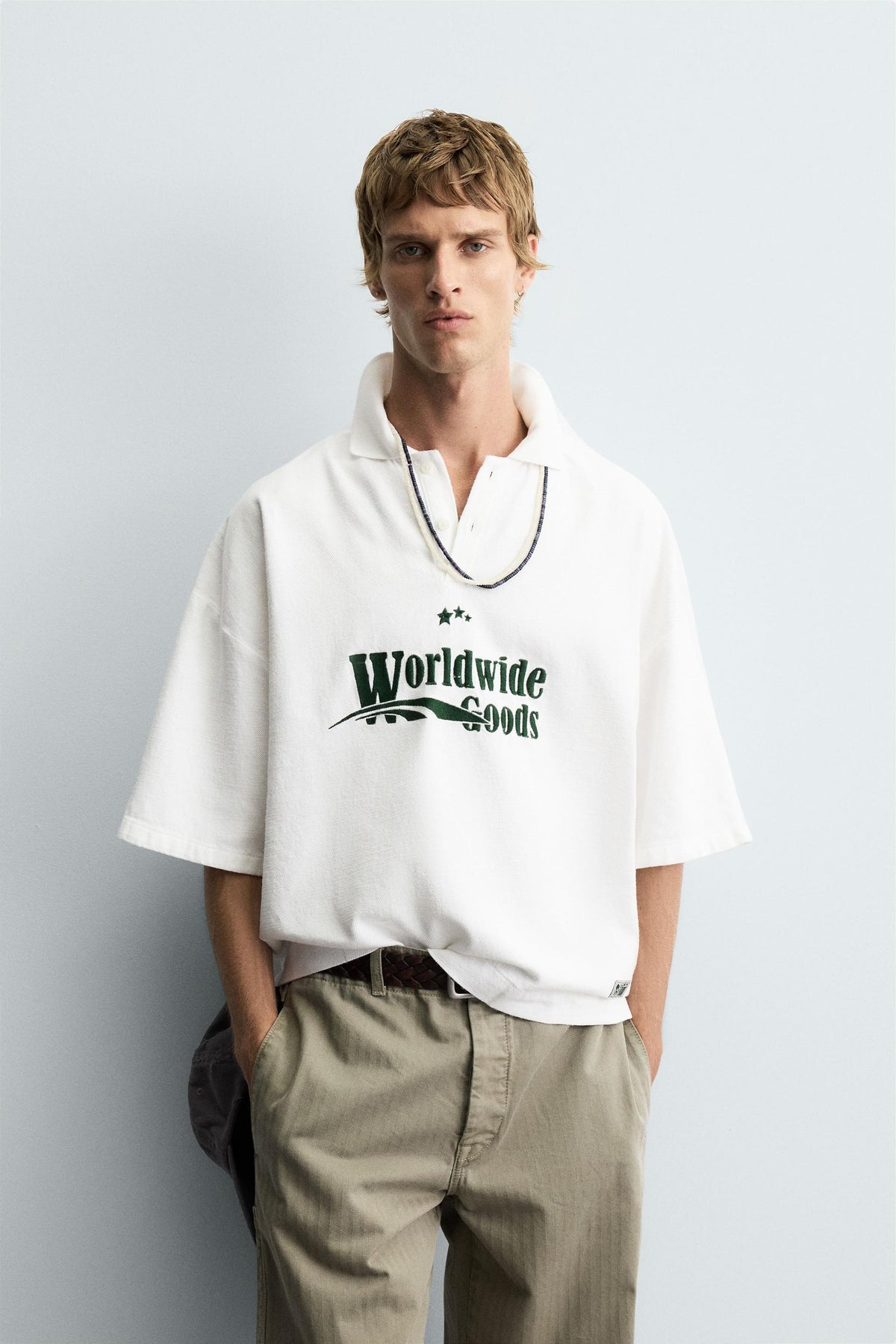 EMBROIDERED BOXY FIT POLO SHIRT - Image 2