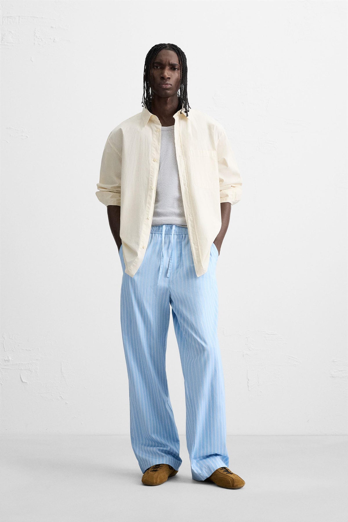 STRIPED TEXTURED TROUSERS - Image 1