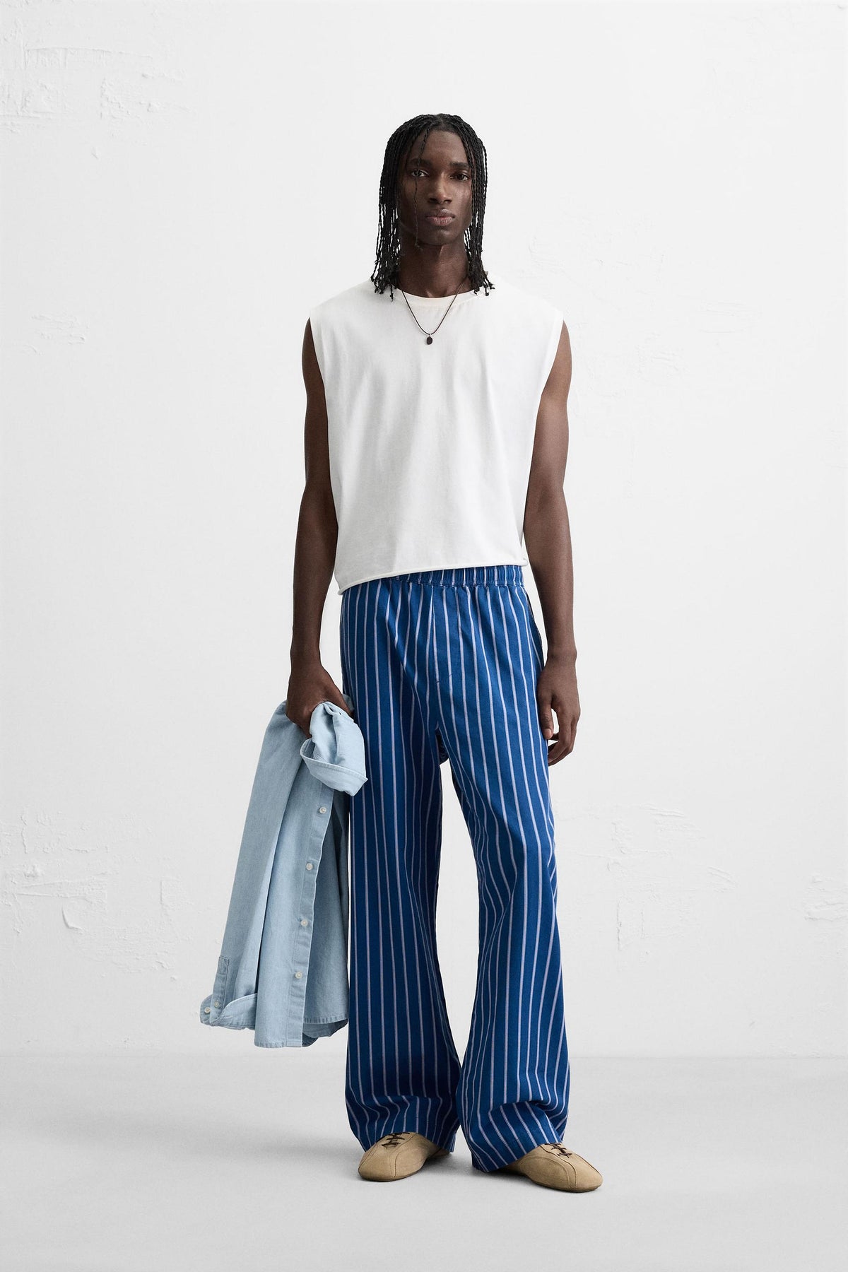 STRIPED RELAXED FIT TROUSERS - Image 1