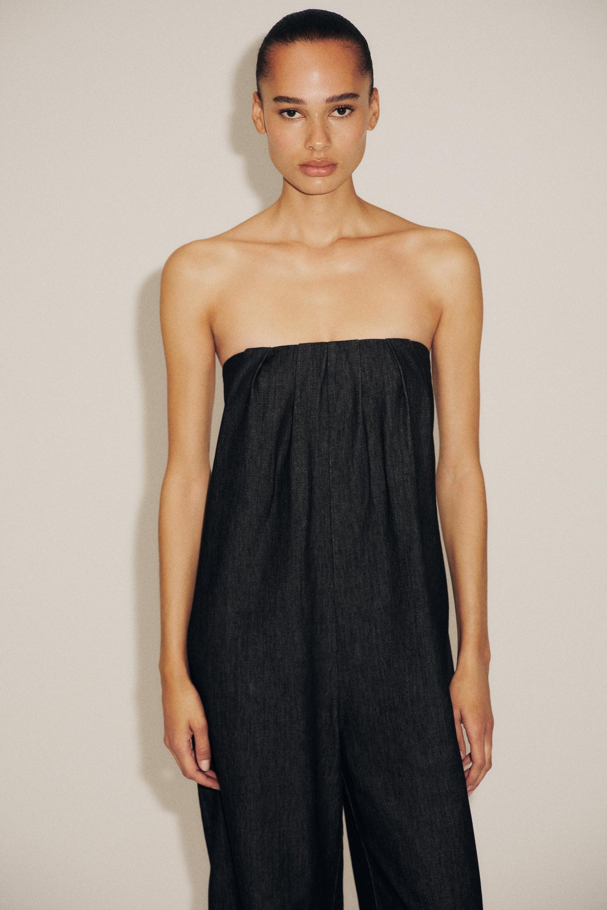 Denim-Bandeau-Jumpsuit