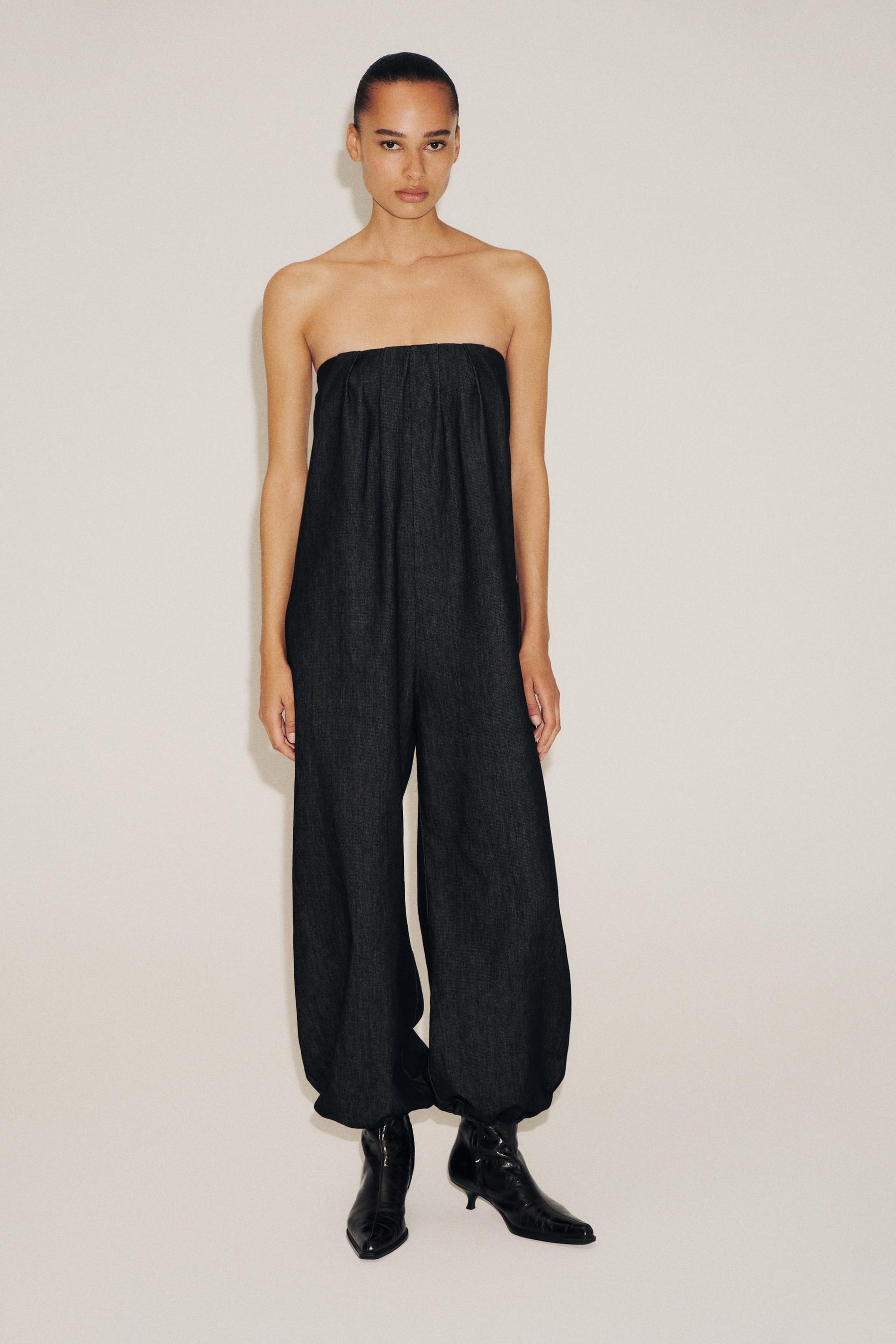 Denim-Bandeau-Jumpsuit