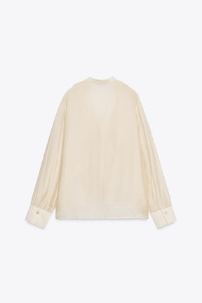 Rüschenbluse mit Bindekragen