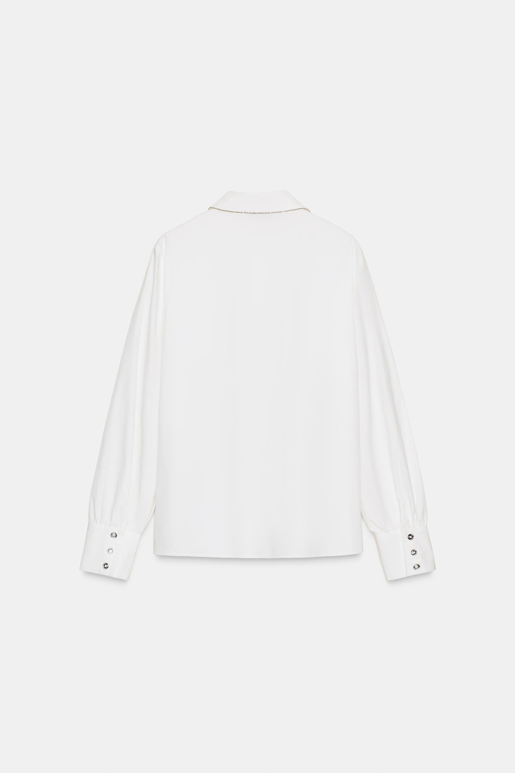 Popelinehemd mit Perlenrevers
