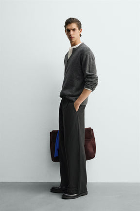 Pinstripe Pleated Trousers
