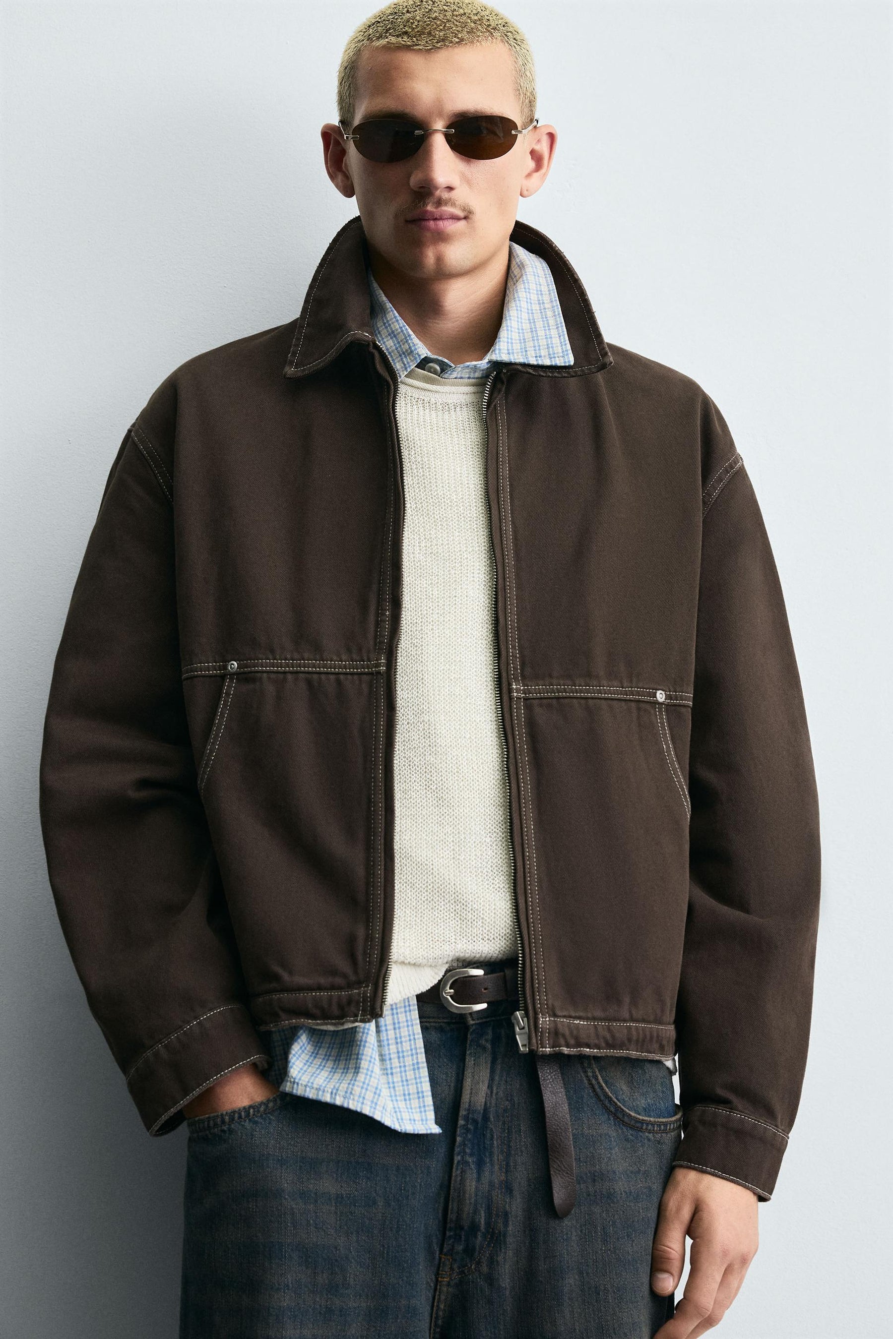 CONTRAST STITCH WASHED JACKET - Image 6